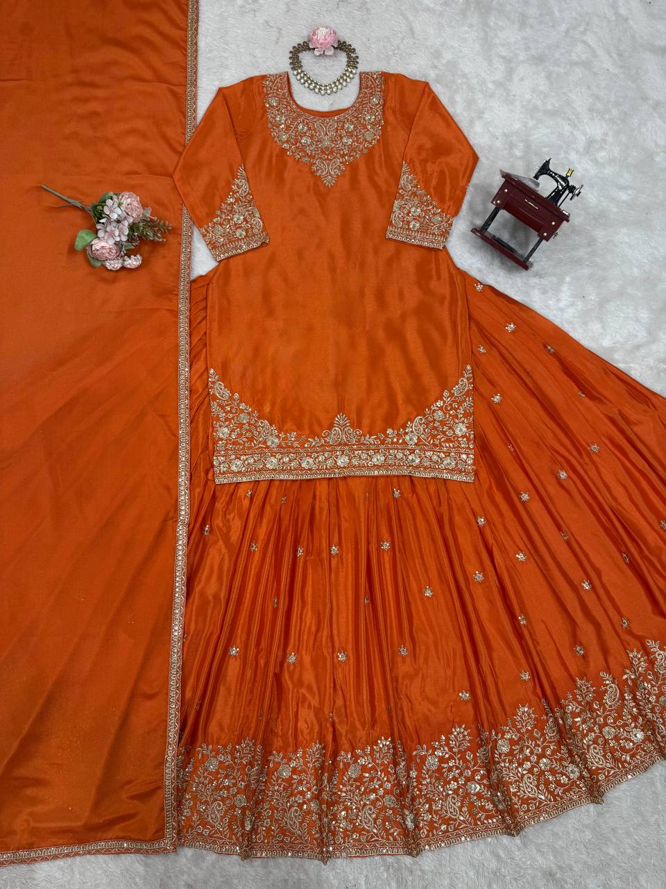 top lehenga thread with Sequence