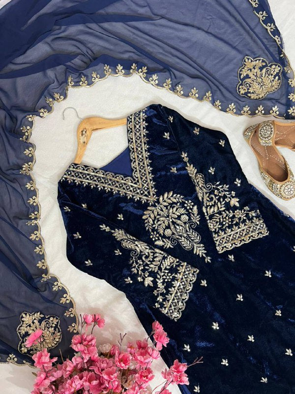 VELVET KURTI-PANT SET single available wholesale