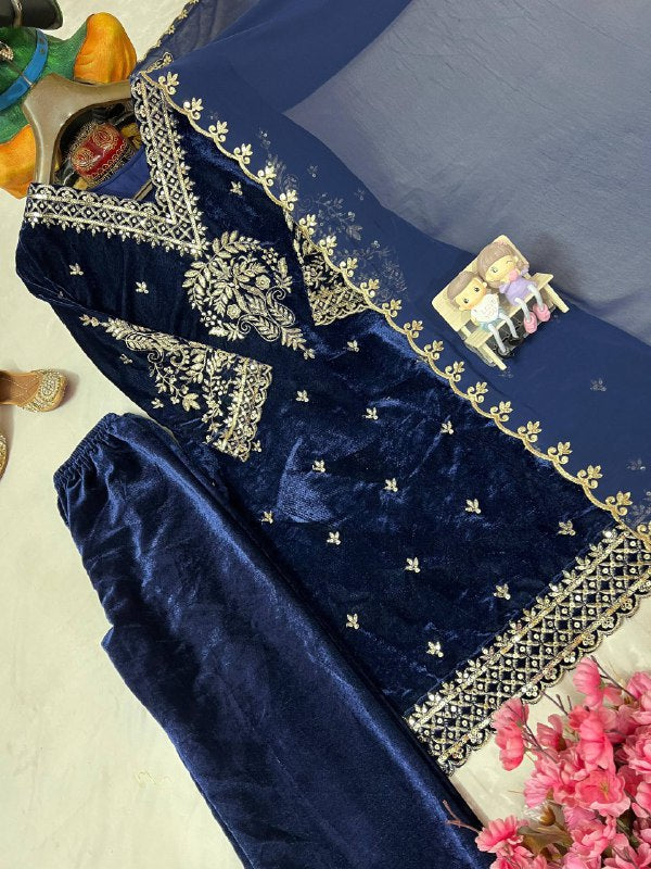 VELVET KURTI-PANT SET single available wholesale