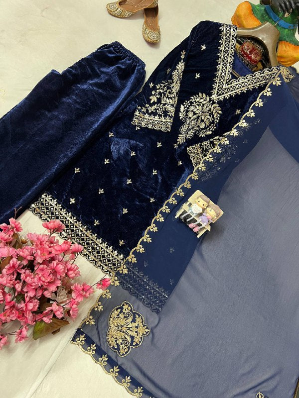 VELVET KURTI-PANT SET single available wholesale
