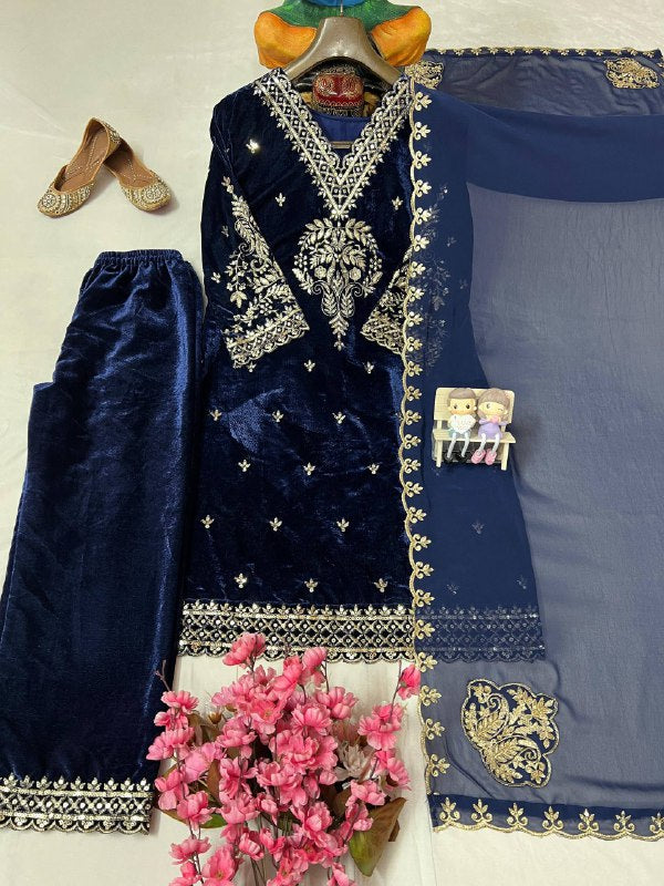 VELVET KURTI-PANT SET single available wholesale