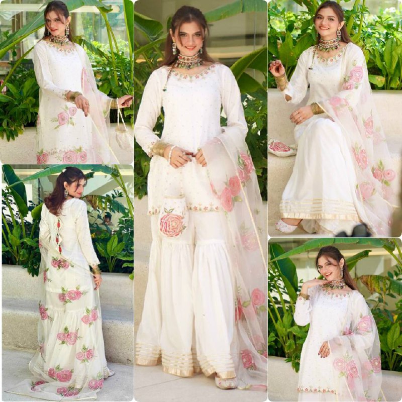 Đěsigner Party Wear Look Pur Natural Crepe Top & Sharara Palazzo With Dupatta set