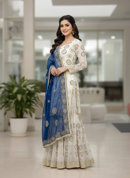 New Designer Party Wear Look Top-Plazzo and Dupatta With Heavy Embroidery Work
