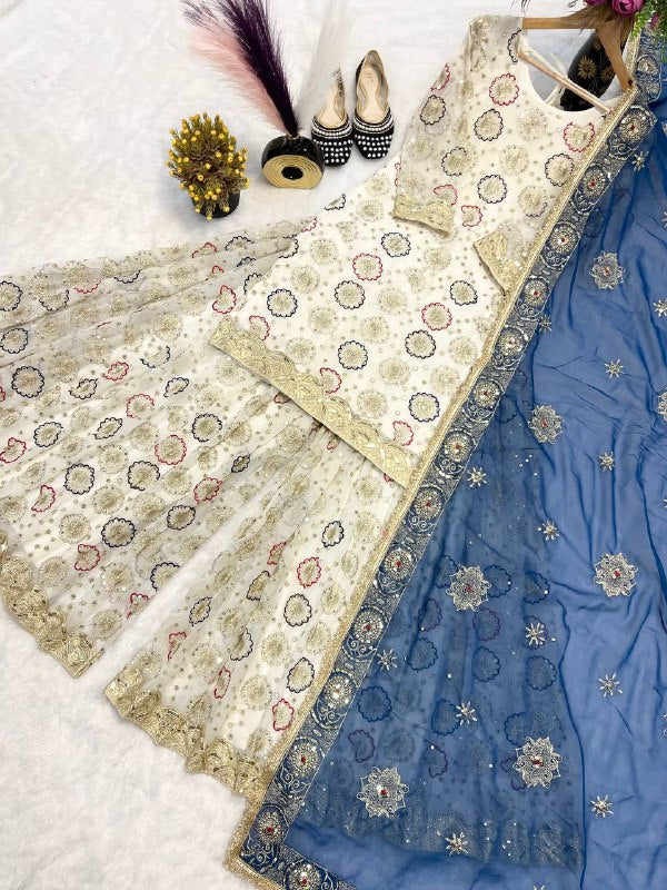 New Designer Party Wear Look Top-Plazzo and Dupatta With Heavy Embroidery Work