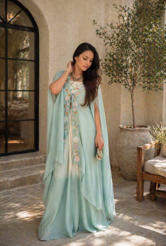 New Super Trending Party Wear Shrug with Lehenga
