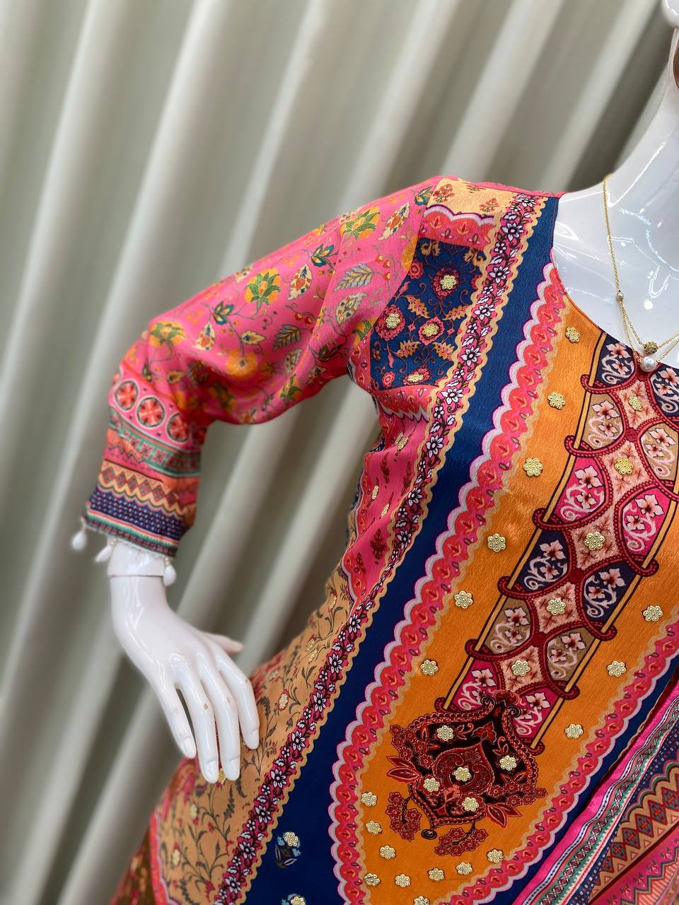DESIGNER WEAR TRENDING  TOP WITH PRINTED WORK WITH MIROR WORK WITH PANT AND DUPATTA