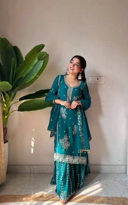 GHARARA PAIR  KURTI ,GHARARA AND DUPATTA