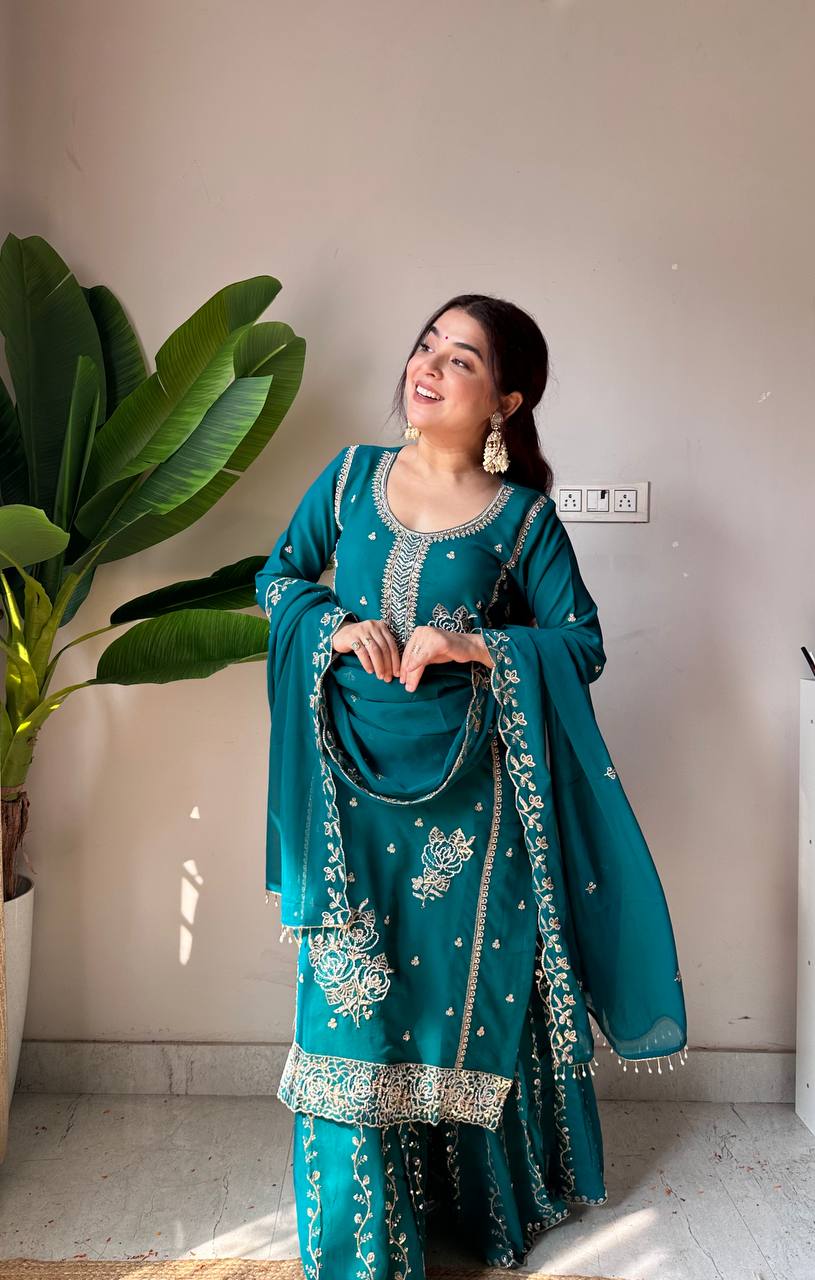 GHARARA PAIR  KURTI ,GHARARA AND DUPATTA