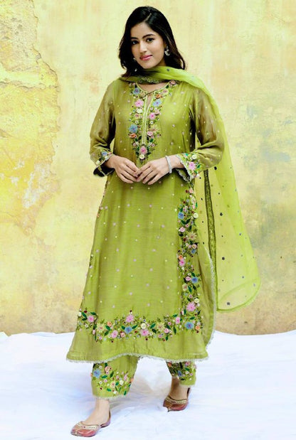 Designer Party Wear Look Top-Plazzo and Dupatta With Heavy Embroidery Work