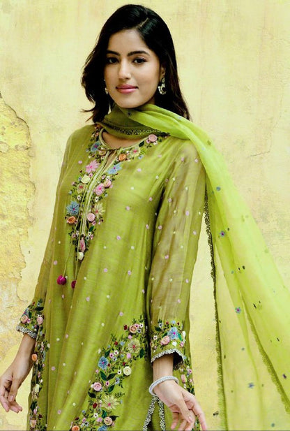 Designer Party Wear Look Top-Plazzo and Dupatta With Heavy Embroidery Work