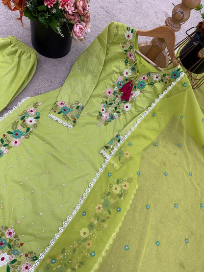Designer Party Wear Look Top-Plazzo and Dupatta With Heavy Embroidery Work