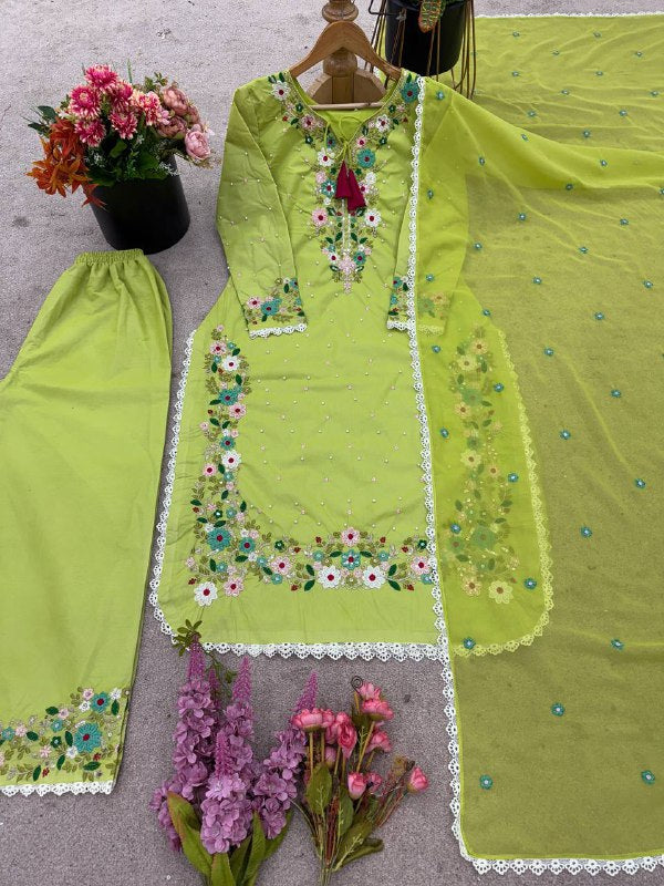 Designer Party Wear Look Top-Plazzo and Dupatta With Heavy Embroidery Work