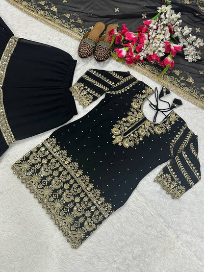 Designer Party Wear Look Top , Sharara Plazzo  and Dupatta