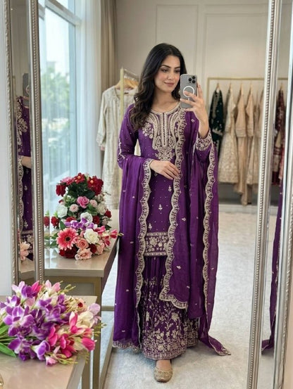 New Design Trending Nc-Satin Silk *Top&Sarara&dupatta