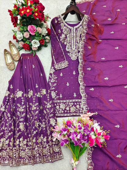 New Design Trending Nc-Satin Silk *Top&Sarara&dupatta