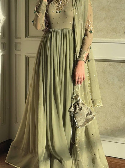 Heavy Designer Party Wear Look Gown-Dupatta and Bottom with Heavy Embroidery Sequence Work