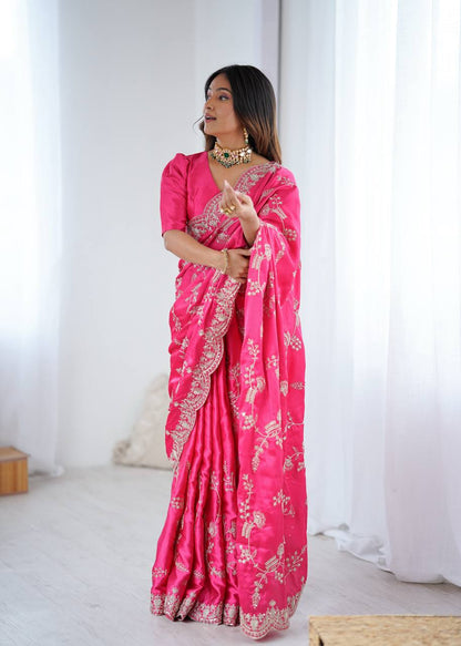 Shine in Every Drape Heavy Japan Satin Silk SAREE