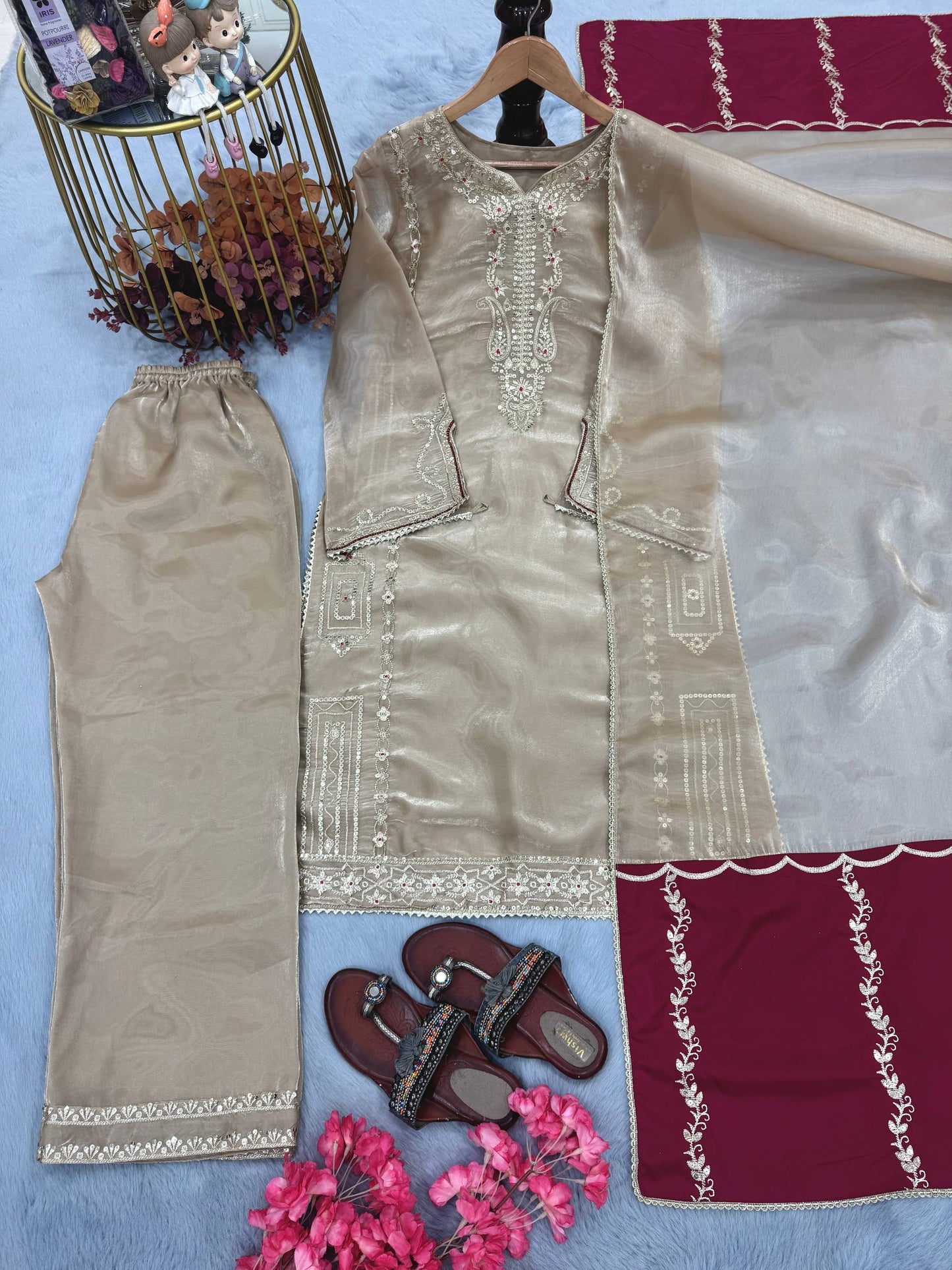 Đěsigner Party Wear Look Pur Jimmy Choo Top Plazzo & Dupatta Set
