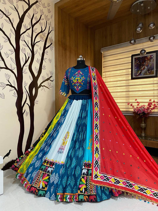 NAVRATRI SPECIAL DESIGNER PRINTED LAHENGA CHOLI
