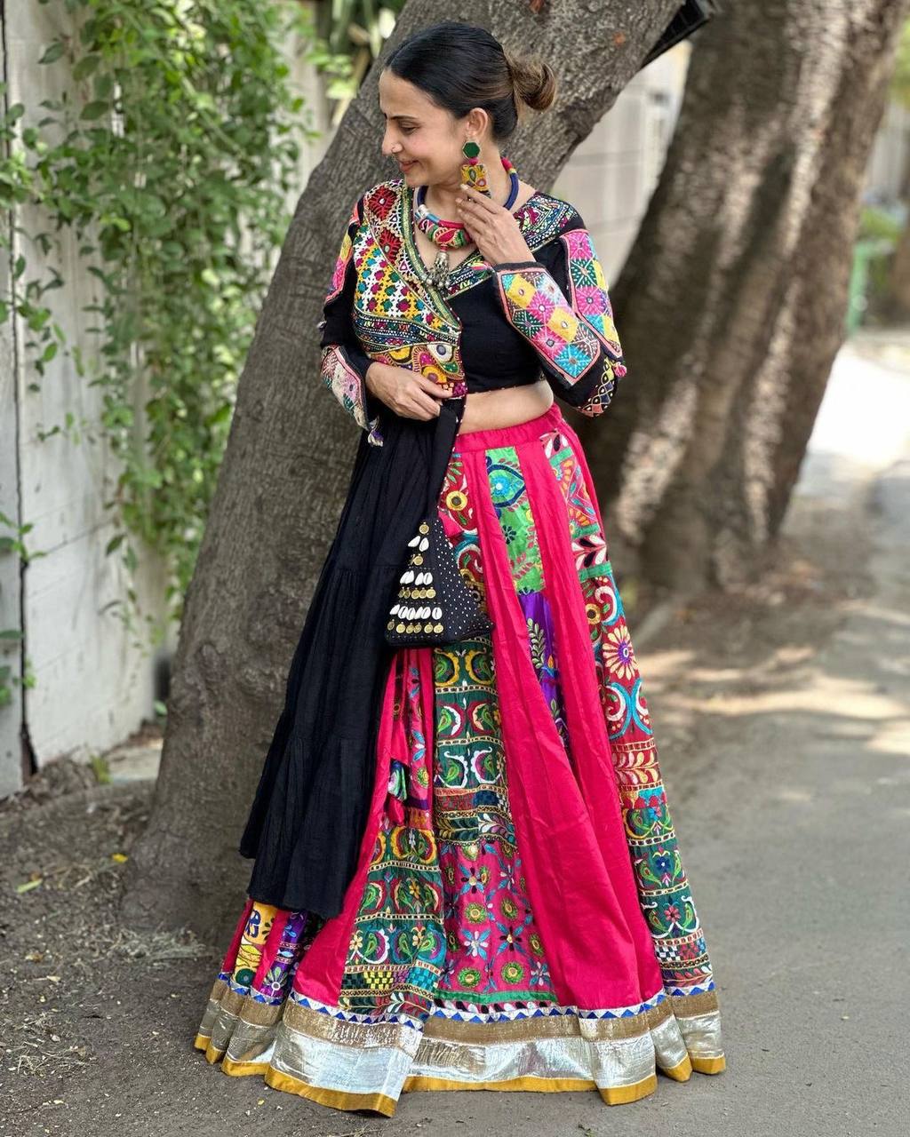 navrati  lehenga DESIGNER PRINTED COTTON INDOWESTERN  OUTFIT