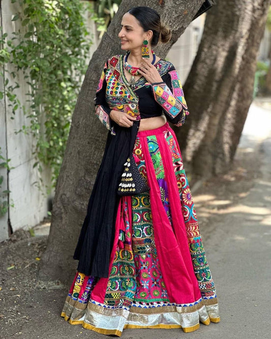 navrati  lehenga DESIGNER PRINTED COTTON INDOWESTERN  OUTFIT