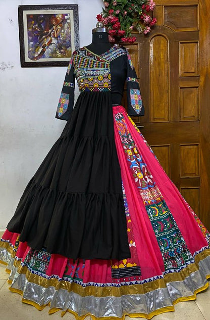navrati  lehenga DESIGNER PRINTED COTTON INDOWESTERN  OUTFIT