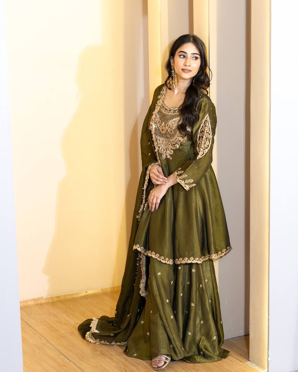 Designer Collection In French Crep Silk Top-Bottom And Dupatta Set Fully Stitched Ready To Wear