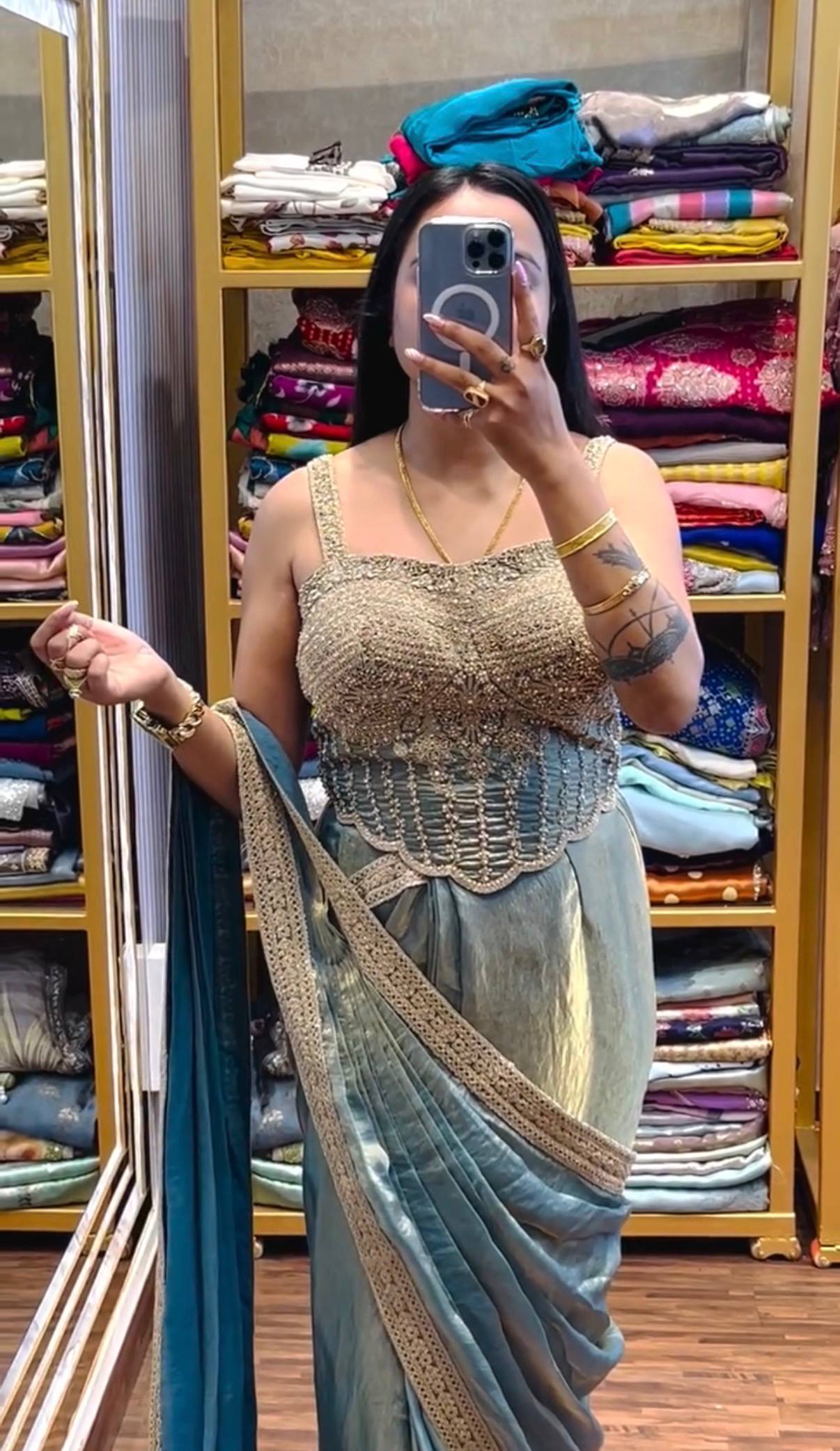NEW SUPERHIT TRENDING READY TO WEAR SAREE WITH FULLY HAND WORK & EMBROIDERED STYLIST BLOUSE & ON  FANDY SATIN FABRIC