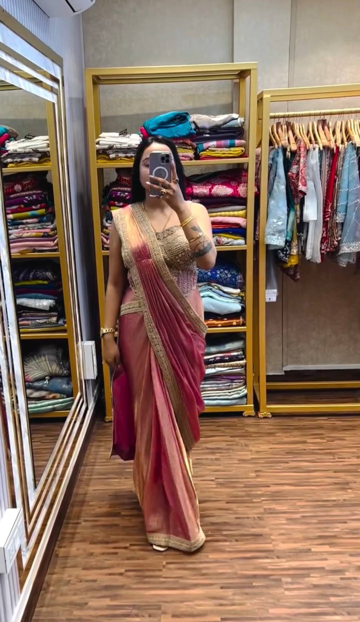 NEW SUPERHIT TRENDING READY TO WEAR SAREE WITH FULLY HAND WORK & EMBROIDERED STYLIST BLOUSE & ON  FANDY SATIN FABRIC