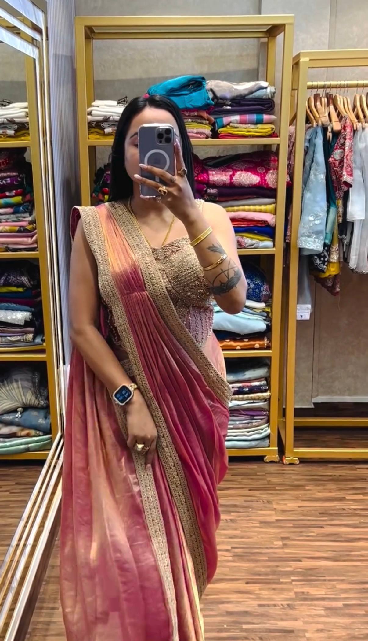 NEW SUPERHIT TRENDING READY TO WEAR SAREE WITH FULLY HAND WORK & EMBROIDERED STYLIST BLOUSE & ON  FANDY SATIN FABRIC