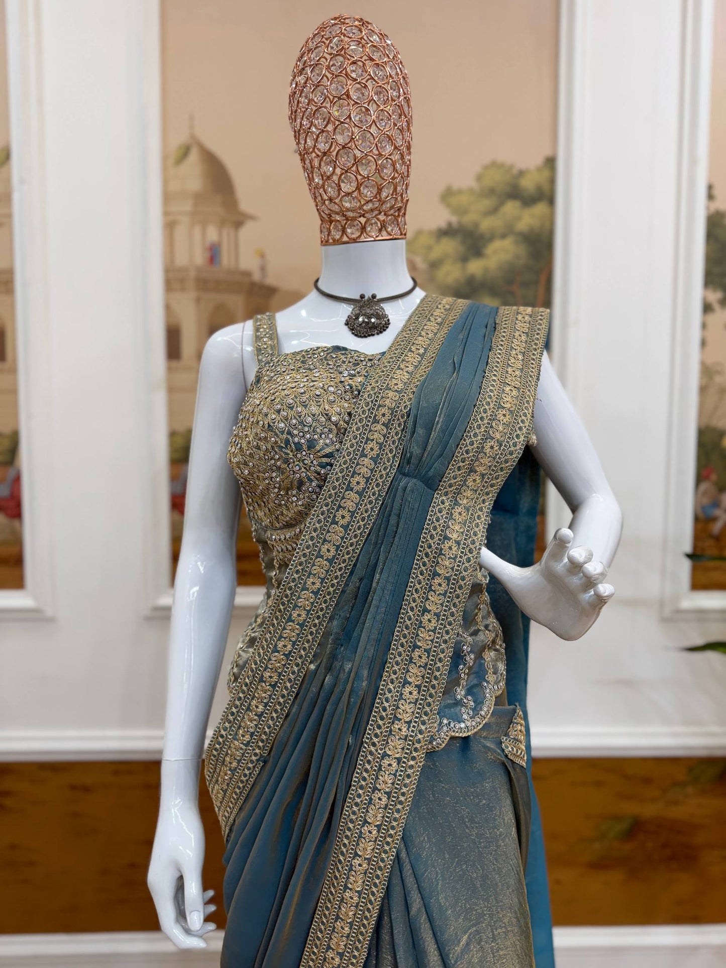 NEW SUPERHIT TRENDING READY TO WEAR SAREE WITH FULLY HAND WORK & EMBROIDERED STYLIST BLOUSE & ON  FANDY SATIN FABRIC
