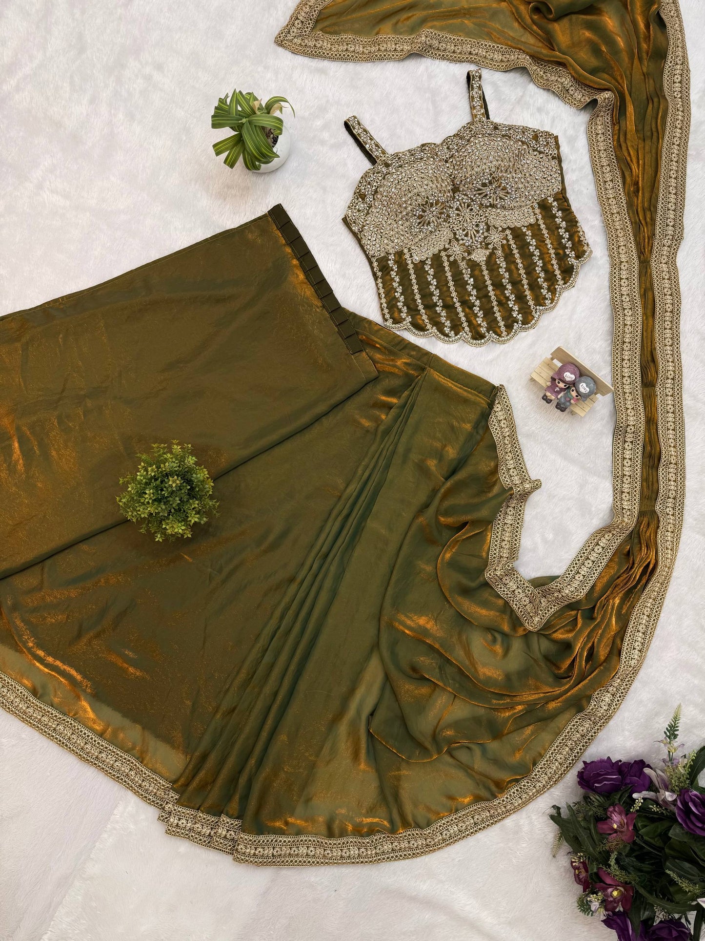 NEW SUPERHIT TRENDING READY TO WEAR SAREE WITH FULLY HAND WORK & EMBROIDERED STYLIST BLOUSE & ON  FANDY SATIN FABRIC