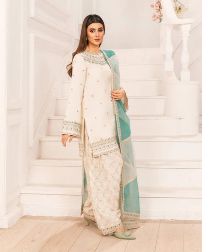 Đěsigner Party Wear Look Pur Natural Crepe Top & Farshi Palazzo With Dupatta set