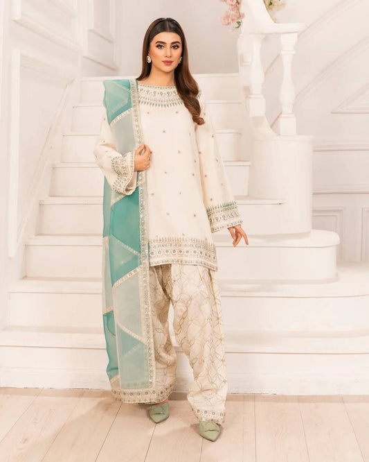 Đěsigner Party Wear Look Pur Natural Crepe Top & Farshi Palazzo With Dupatta set