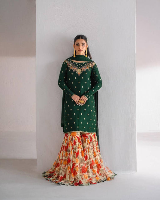 TOP Sharara Plazzo Elegant Embroidered Set