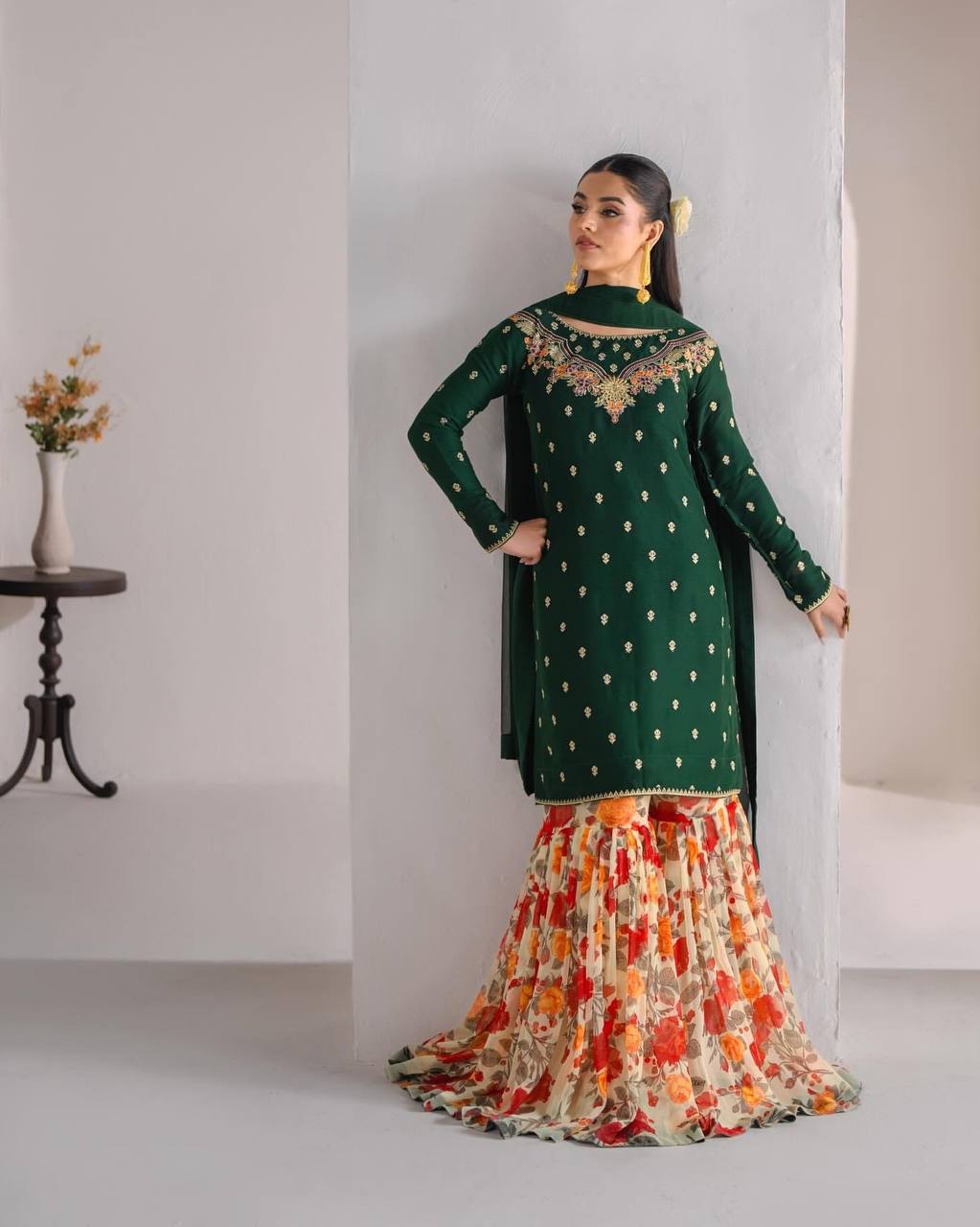 TOP Sharara Plazzo Elegant Embroidered Set