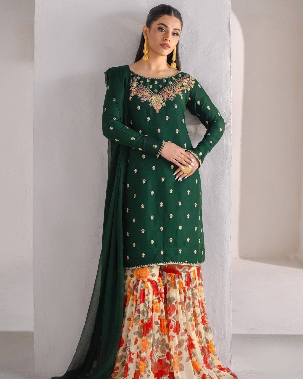 TOP Sharara Plazzo Elegant Embroidered Set