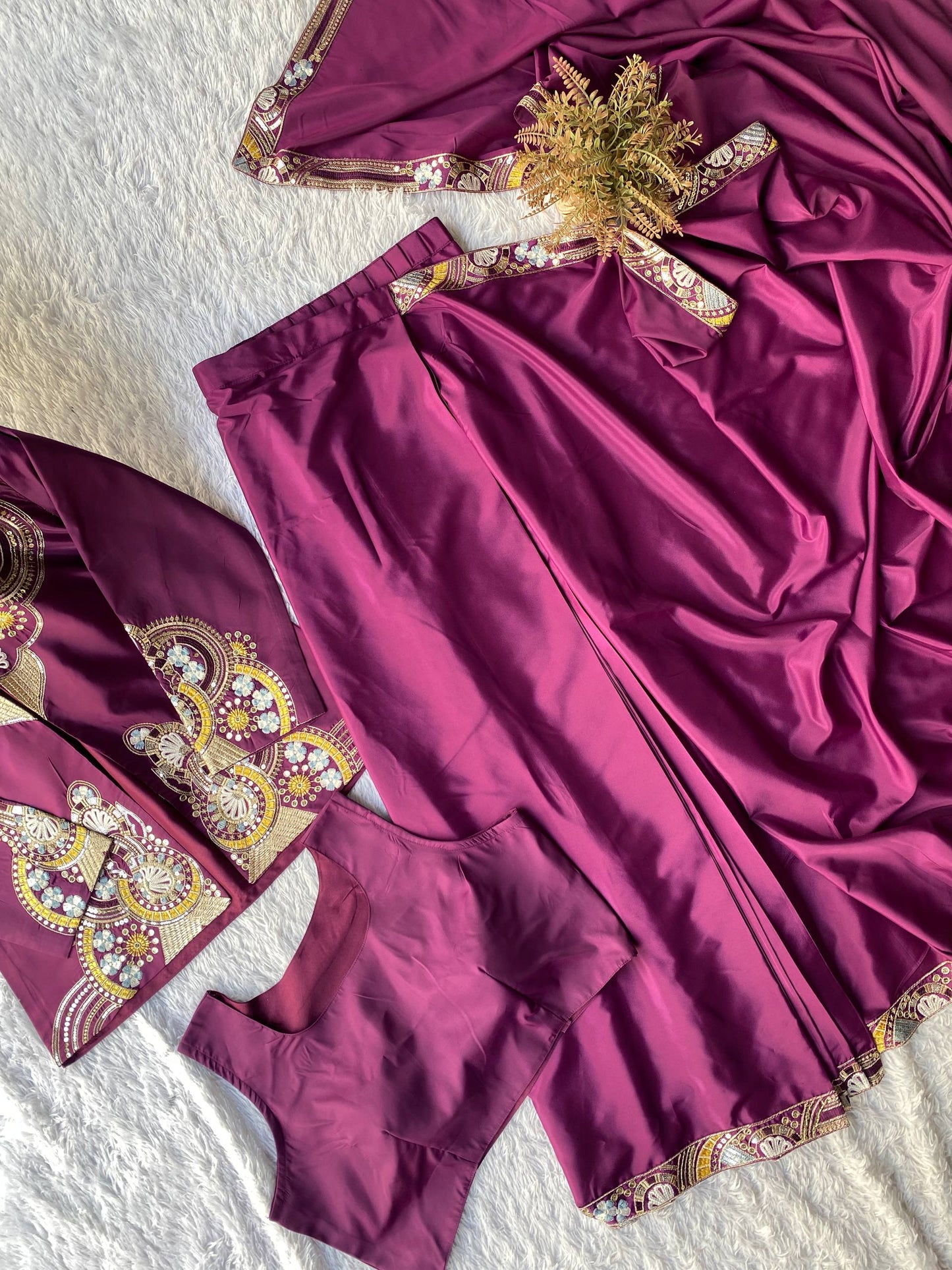 DESIGNER WEAR LAHENGA SAREE WITH LONG BLOUSE AND HEAVY EMBROIDERY WORK