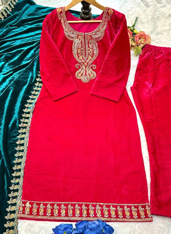 ĐĚSIGNER PARTY WEAR TOP AND  PLAZO  WITH FANCY DUPPATA AND EMBROIDERY WORK single available wholesale