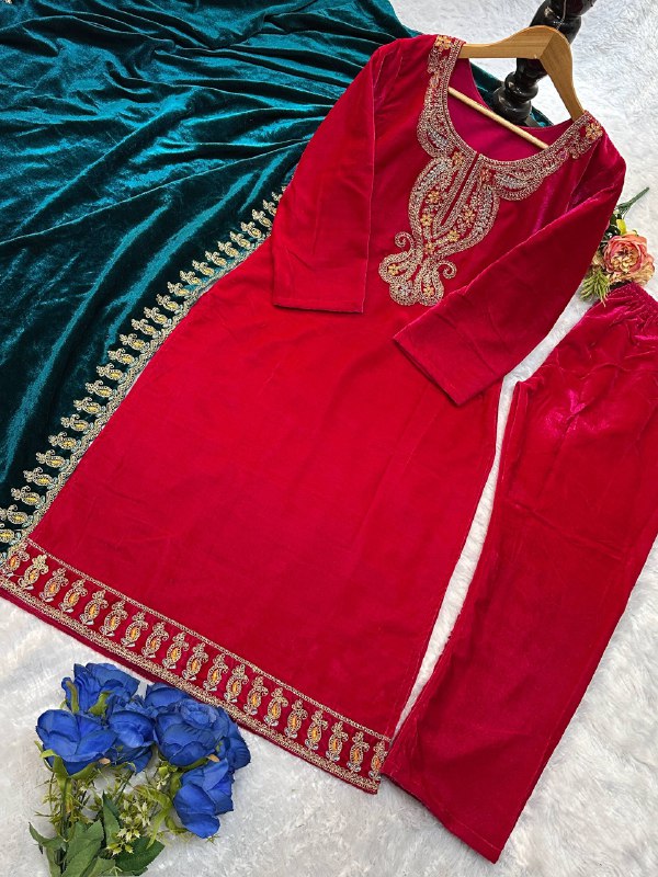 ĐĚSIGNER PARTY WEAR TOP AND  PLAZO  WITH FANCY DUPPATA AND EMBROIDERY WORK single available wholesale