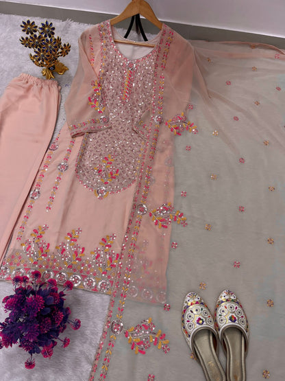 FESTIVAL SPECIAL DESIGNER HEAVY EMBROIDERY SEQUENCE WORK TOP PENT WITH DUPATTA SET