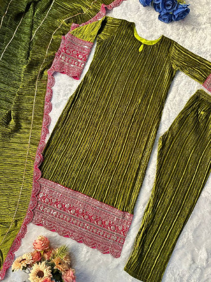 ĐĚSIGNER PARTY WEAR TOP AND  PANT WITH FANCY DUPPATA AND EMBROIDERY WORK single available wholesale