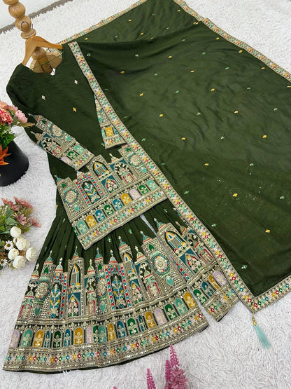 Pure Chinnon With Heavy Embroidery Coding Dori-Sequence Work Top-Bottom And Dupatta Set Fully Stitched Ready To Wear
