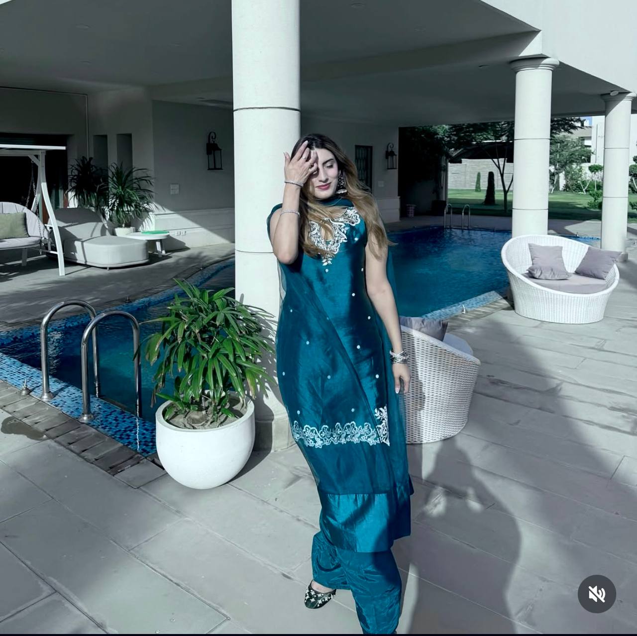Pure Natural Crep Satin Top&Farshi&Dupatta Set Fully Stitched Ready To Wear