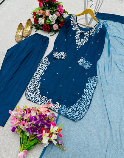 Pure Natural Crep Satin Top&Farshi&Dupatta Set Fully Stitched Ready To Wear