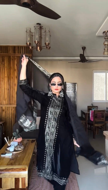 9000 VELVET✨KURTI, PLAZZO & DUPATTA