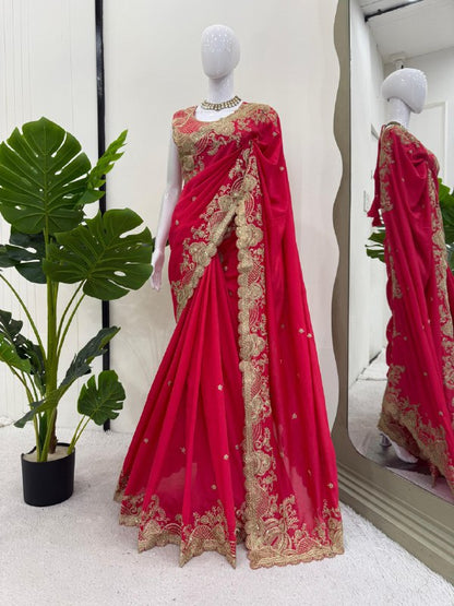 Looking some one for this same colour beautiful Designer Saree on Vichitra Silk Febric with Coding with Sequnce work and blouse on also Vichitra Silk Febric with Coding with Sequnce work