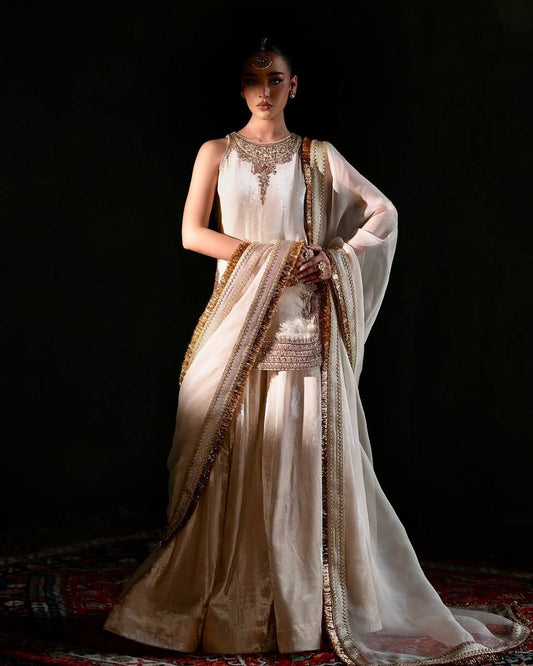 DESIGNER EMBROIDERY CODING SEQUENCE WORK  WITH FANCY TOP PALAZZO DUPATTA SET*