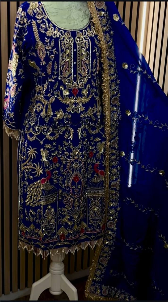 Designer Party Wear Look Top  Dhoti Salwar and Dupatta