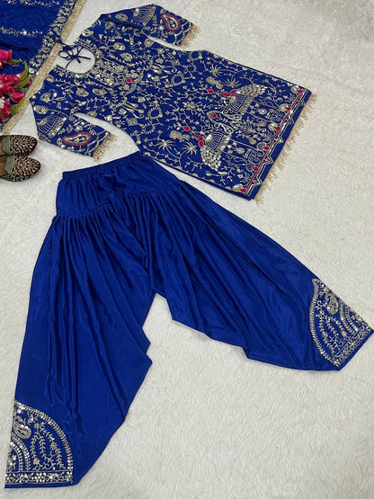 Designer Party Wear Look Top  Dhoti Salwar and Dupatta